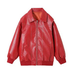 Oversized Fashion Zip-up Lapel Leather Jacket for women - EX-STOCK Canada