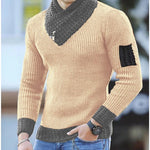 Independent Station Casual Slim Knit Pullover Long-sleeved Scarf Collar Sweater Men's EX-STOCK Canada 