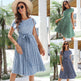 Casual Spring Summer Tie belt Pleated Floral Midi Dress - EX-STOCK Canada