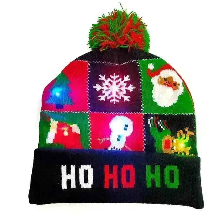 LED Christmas Hat Sweater Knitted Beanie Christmas Light Up Knitted Hat Christmas Gift  Kids Xmas New Year Decorations - EX-STOCK CANADA