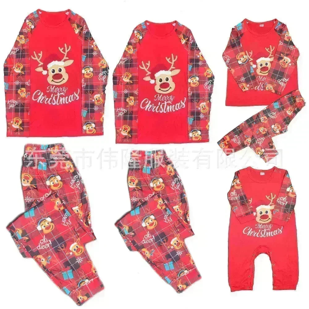 European And American Long Sleeve Home Wear Printed Plaid Christmas Suit - EX-STOCK CANADA