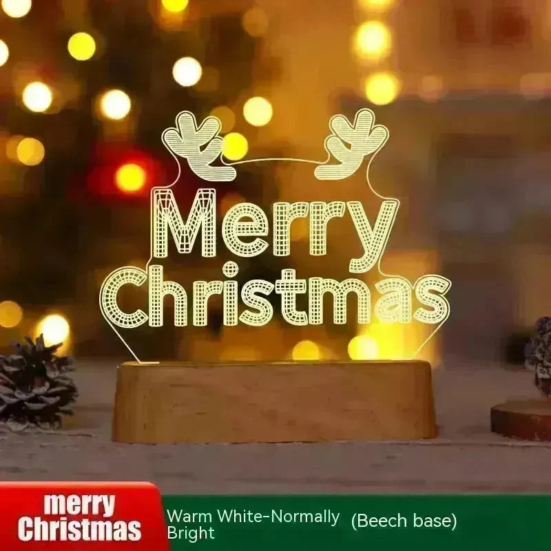 Christmas Decoration 3D Lamp Acrylic LED Night Lights New Year Valentines Day Christmas Kids Gift Christmas Ornaments - EX-STOCK CANADA