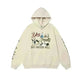 American Retro Washed Distressed Cartoon Letter Print Pullover Hoodie Sweatshirt - EX-STOCK CANADA