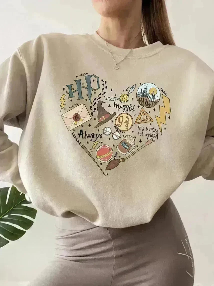 Digital Printing Sweater Hipster Round Neck Pullover Long Sleeve Sweater Women - EX-STOCK CANADA