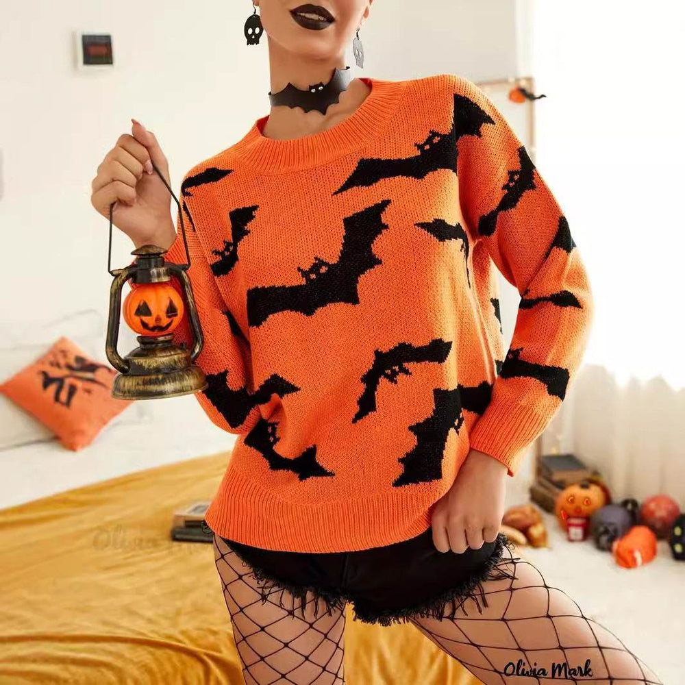 Fashion Women's Wear Long Sleeve Halloween Brocade Sweater Knitted - EX-STOCK Canada