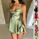 Elegant Chic Skirt Dress For Women Elegant Slim Strap Satin Backless Lace Up Ladies Party Mini Skater Dress - EX-STOCK CANADA