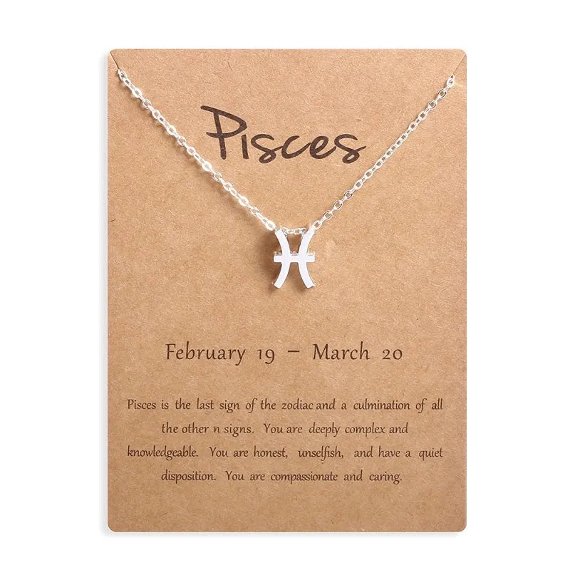 12 Zodiac Sign Necklaces With Gift Card Constellations Pendant Necklace Jewelry - EX-STOCK CANADA