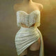 Strapless Tassle  Corset dress Women's Tube Top Rhinestone Chain Skirt Outfit for Evening party Cocktail event - EX-STOCK CANADA