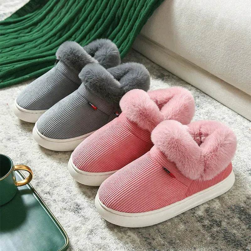 Winter Plush Cotton Shoes For Men And Women Cozy Fluffy Corduroy House Slippers Warm Slip On Fleece House Shoes - EX-STOCK Canada