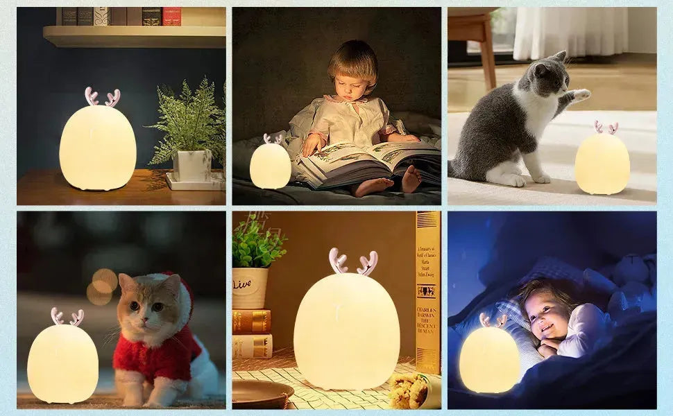 Baby Feeding, Adjustable, Creative, Rabbit, Elk Touch Light, Clap Light, Small Electric Light, Soft Baby Lamp toy - EX-STOCK CANADA