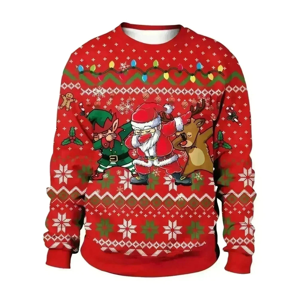Men And Women Digital Printing Christmas Round Neck Sweater Tops - EX-STOCK CANADA