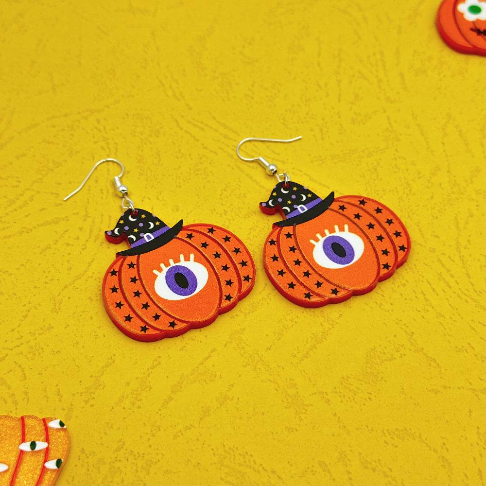Halloween Day Ornament Colorful Ghost Eyes Funny Acrylic Earrings For Women - EX-STOCK Canada