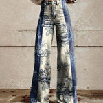 Women's Wide-leg Pants Fashion High Waist Casual Trousers 3D Printing 