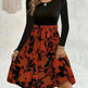 Floral Print Long Sleeve Skirt Dress Fashion Round Neck Flared Dress for Women - EX-STOCK CANADA