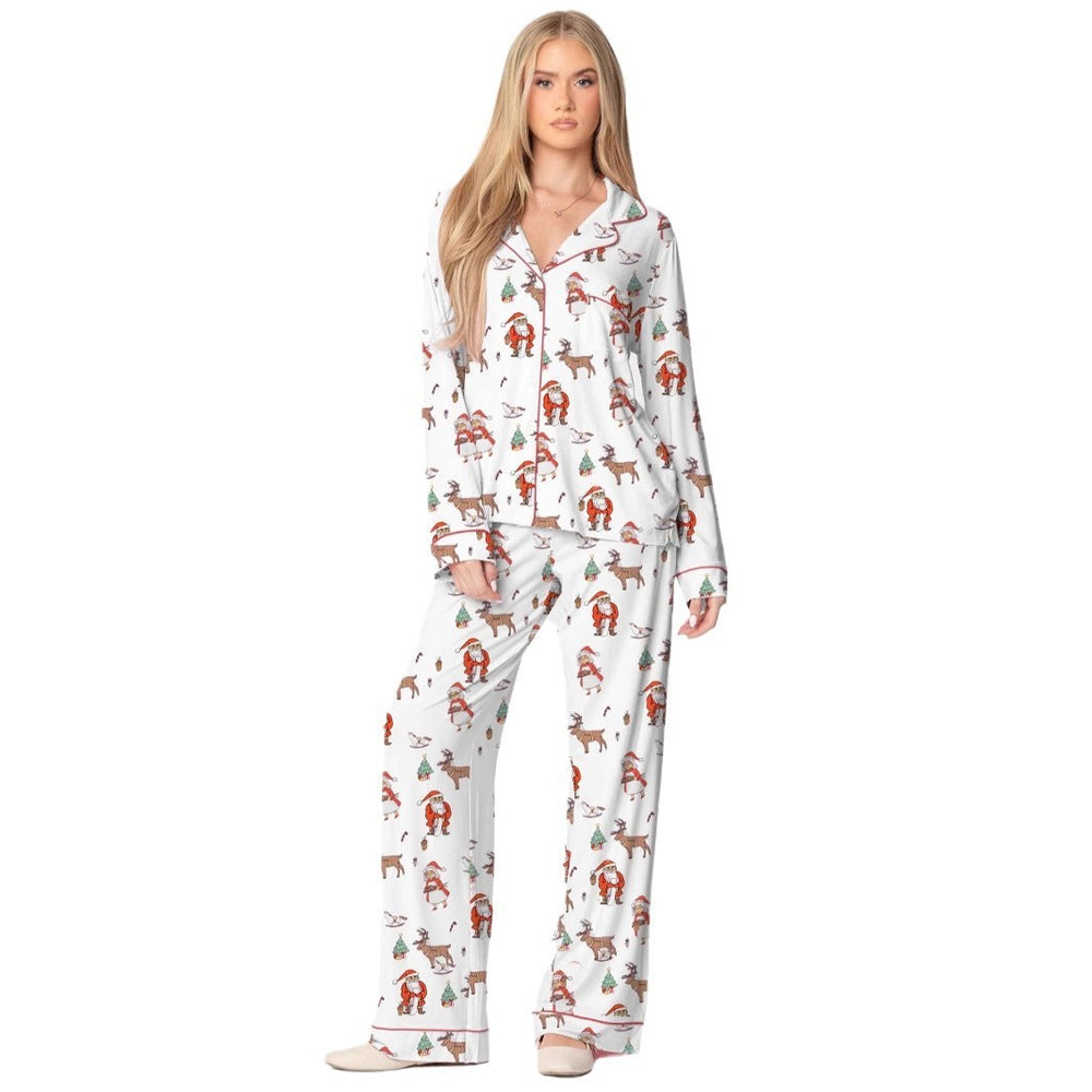 Christmas Printed Long-sleeved Trousers Autumn Ladies Home Leisure Suit EX-STOCK Canada 