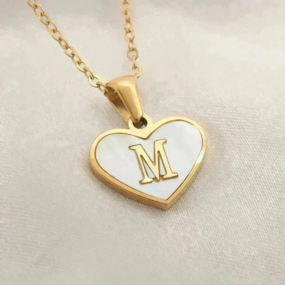 26 Letter Heart-shaped Necklace White Shell Love Clavicle Chain Fashion Personalized Necklace For Women Jewelry Valentine's Day - EX-STOCK CANADA