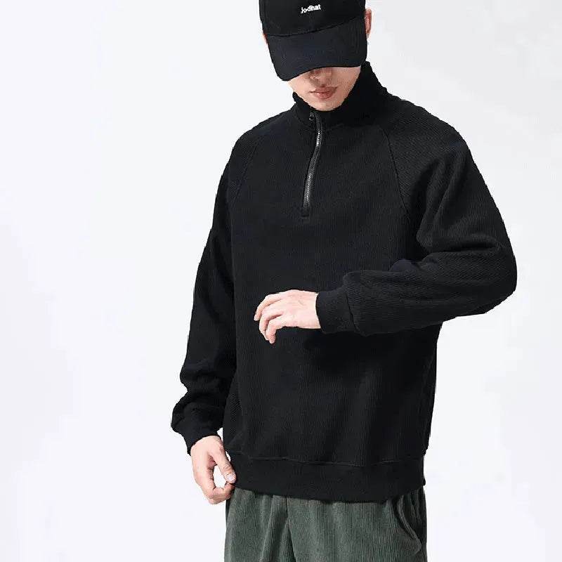 Autumn Winter half zip Stand-collar Fleece Sweatshirt Pullover tops for men - EX-STOCK Canada
