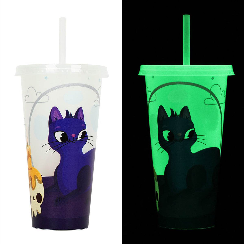 720ml Plastic Sippy Cup Halloween Luminous Straw Cup - EX-STOCK Canada