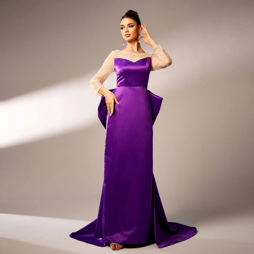 Long Sleeve Evening Party Dress - EX-STOCK CANADA