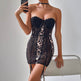 Strapless Corset Mini dress Leopard Lace mesh A-line Tube short dress for club and party - EX-STOCK Canada