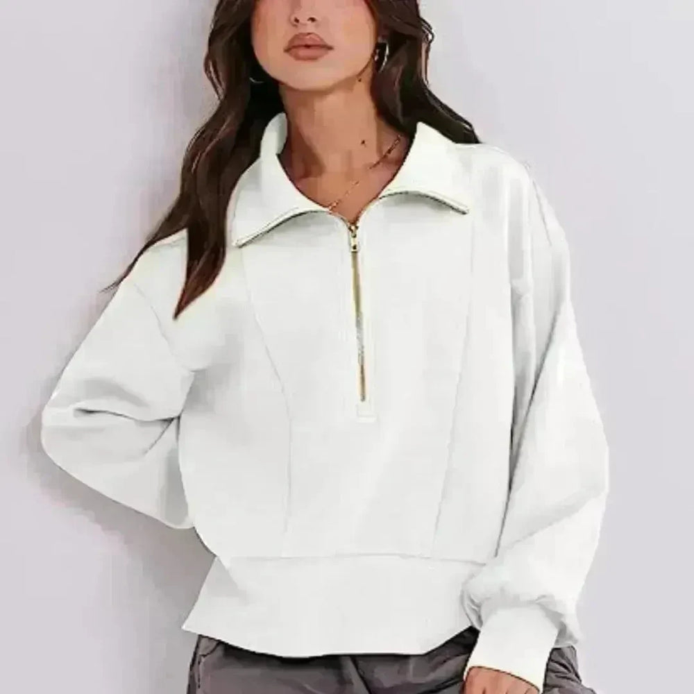 Women's Half Zipper Pullover Long Sleeve Sweatshirt - EX-STOCK CANADA