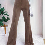 High Waist Lamp Wick Corduroy Bell-bottom Pants Wide Leg Women - EX-STOCK Canada