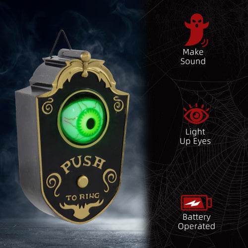 HOMCOM 7.1 Halloween Decoration, Animatronic Doorbell With Simulation Light-up Eyeball, Sound And Motion Activated Animated Prop W Piercing Doorbell Sound - EX-STOCK Canada