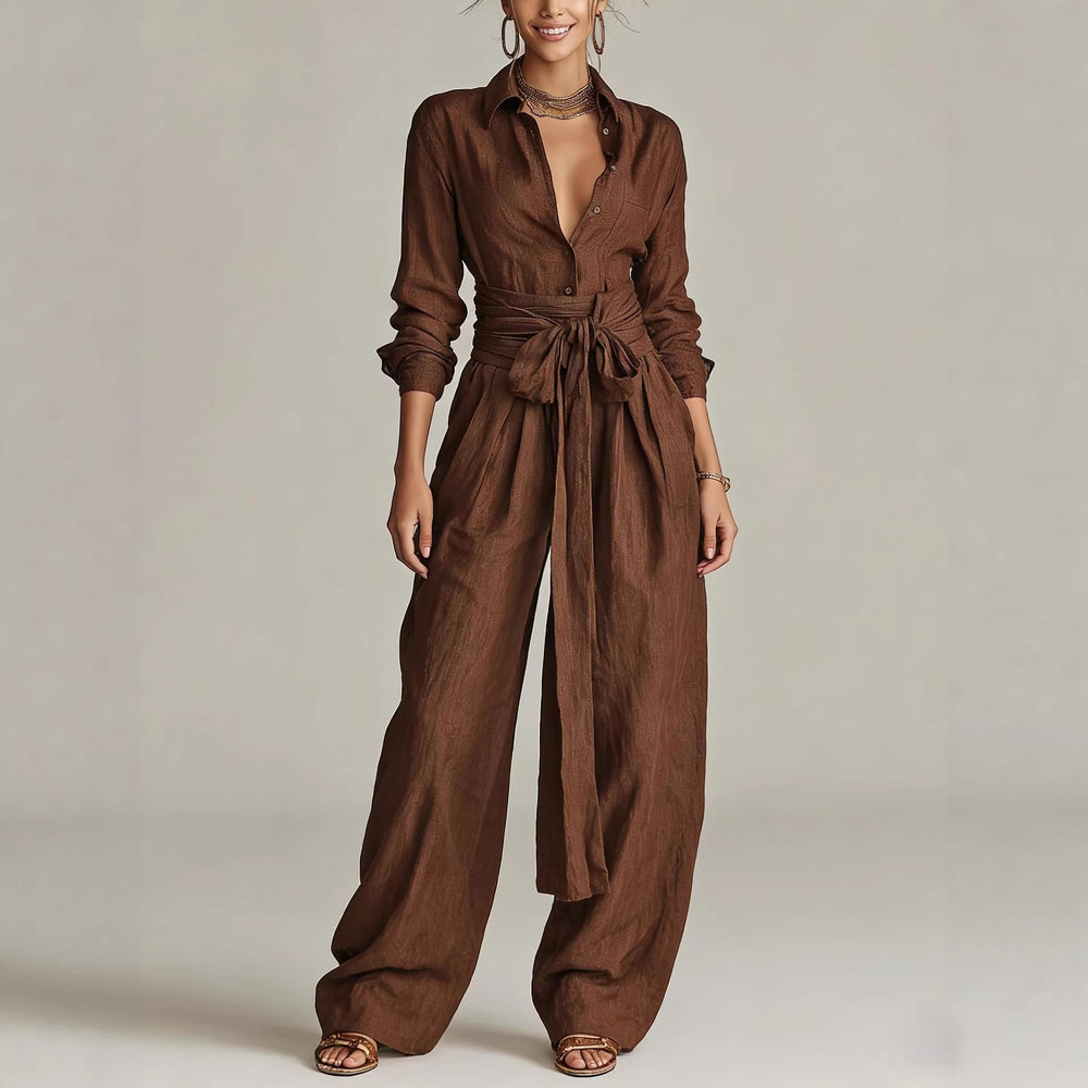 Women's versatile linen-blend two-piece set