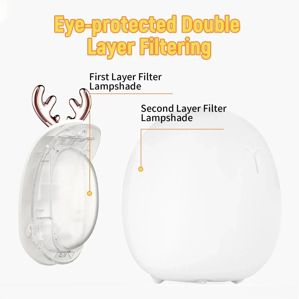 Baby Feeding, Adjustable, Creative, Rabbit, Elk Touch Light, Clap Light, Small Electric Light, Soft Baby Lamp toy - EX-STOCK CANADA