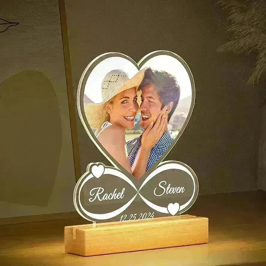 Customized Personalized Valentine Acrylic Lovers Night LED light picture frame - EX-STOCK CANADA