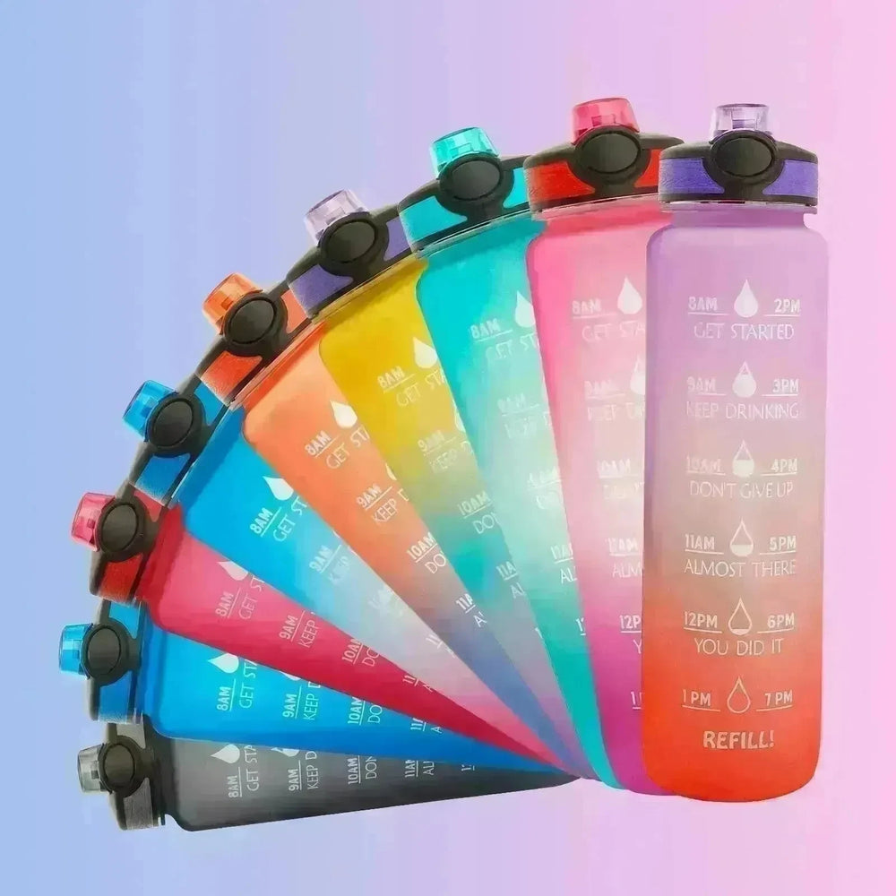 1L Tritan Water Bottle With Time Marker Bounce Cover Motivational Water Bottle Cycling Leakproof Cup For Sports Fitness Bottles - EX-STOCK CANADA