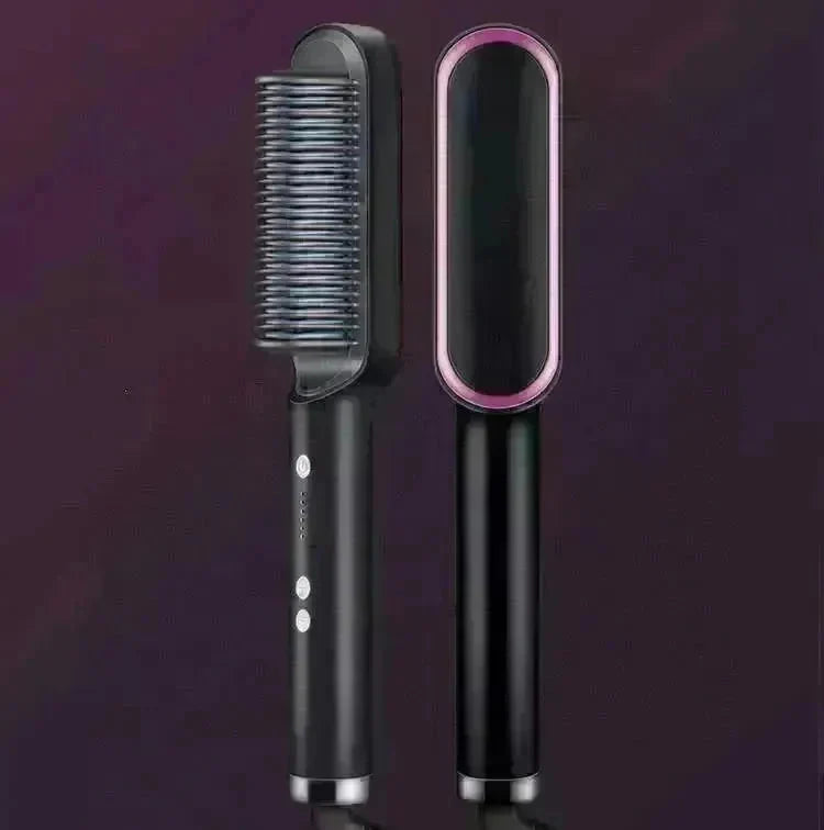 2-In-1 Hair Straightener Hot Comb - Dual-Use Rotating Electric Brush - EX-STOCK CANADA