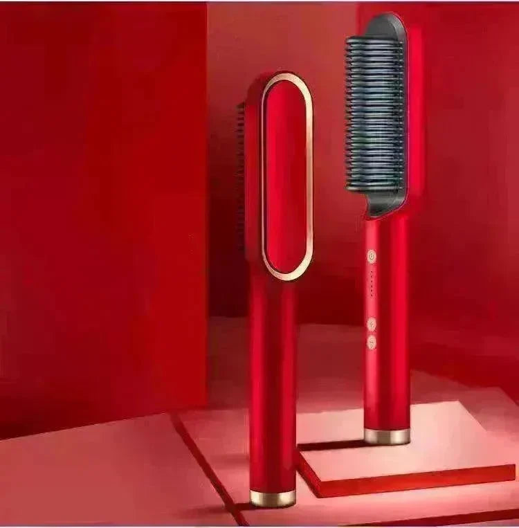 2-In-1 Hair Straightener Hot Comb - Dual-Use Rotating Electric Brush - EX-STOCK CANADA