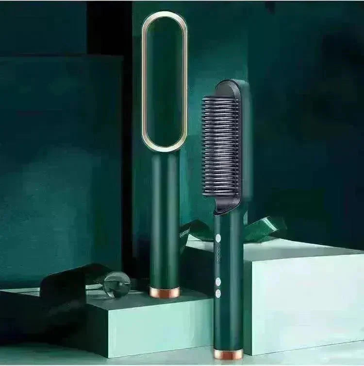 2-In-1 Hair Straightener Hot Comb - Dual-Use Rotating Electric Brush - EX-STOCK CANADA