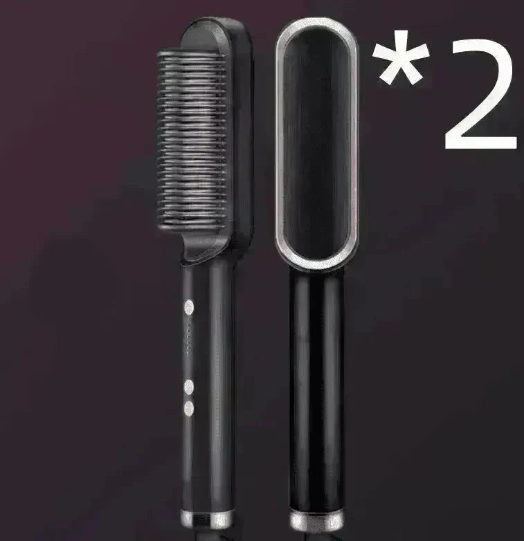 2-In-1 Hair Straightener Hot Comb - Dual-Use Rotating Electric Brush - EX-STOCK CANADA