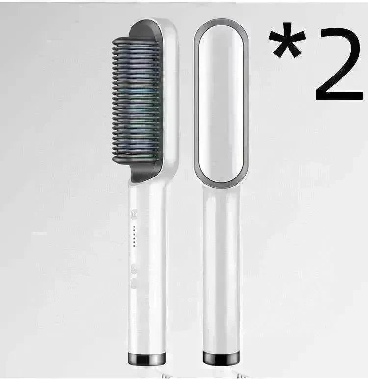 2-In-1 Hair Straightener Hot Comb - Dual-Use Rotating Electric Brush - EX-STOCK CANADA