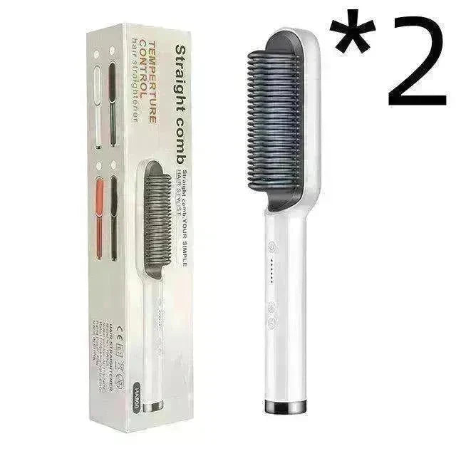 2-In-1 Hair Straightener Hot Comb - Dual-Use Rotating Electric Brush - EX-STOCK CANADA