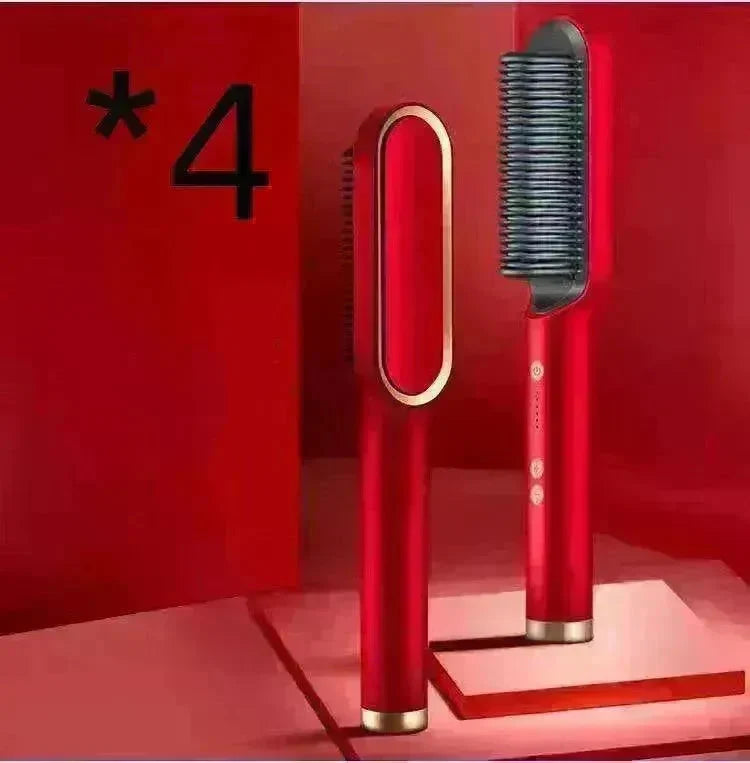 2-In-1 Hair Straightener Hot Comb - Dual-Use Rotating Electric Brush - EX-STOCK CANADA