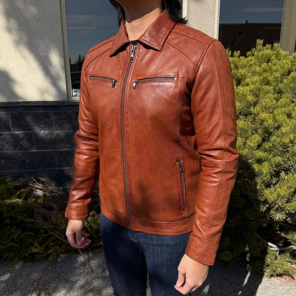 BOL Men's Zip Pocket Leather Jacket 