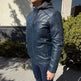 Veste en cuir pour hommes BOL avec capuche et col à pression 