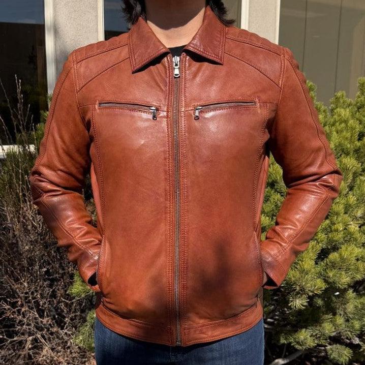 BOL Men's Zip Pocket Leather Jacket 