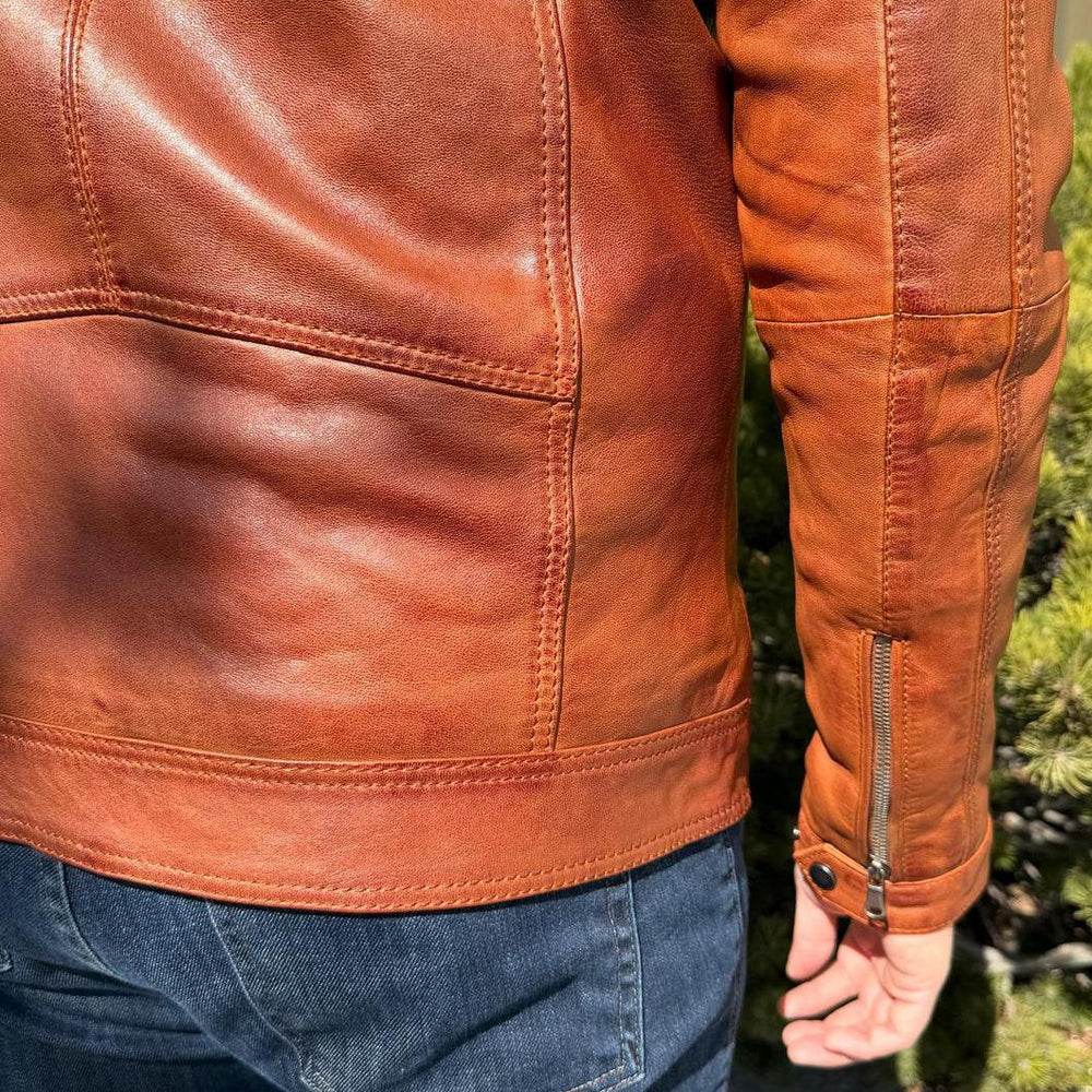 BOL Men's Zip Pocket Leather Jacket 
