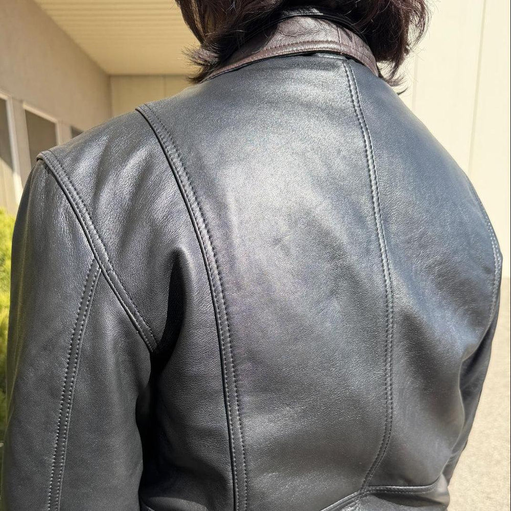 BOL Men's Double Collar Leather Bomber Jacket 