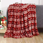 Christmas Elk Snowman Santa Claus Print Blanket Winter Double-sided Flannel Blanket For Sofa Sleeping Shawl - EX-STOCK CANADA