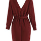 Autumn Winter Slim Fit V-neck Mini Wrap Sweater Dress - EX-STOCK Canada