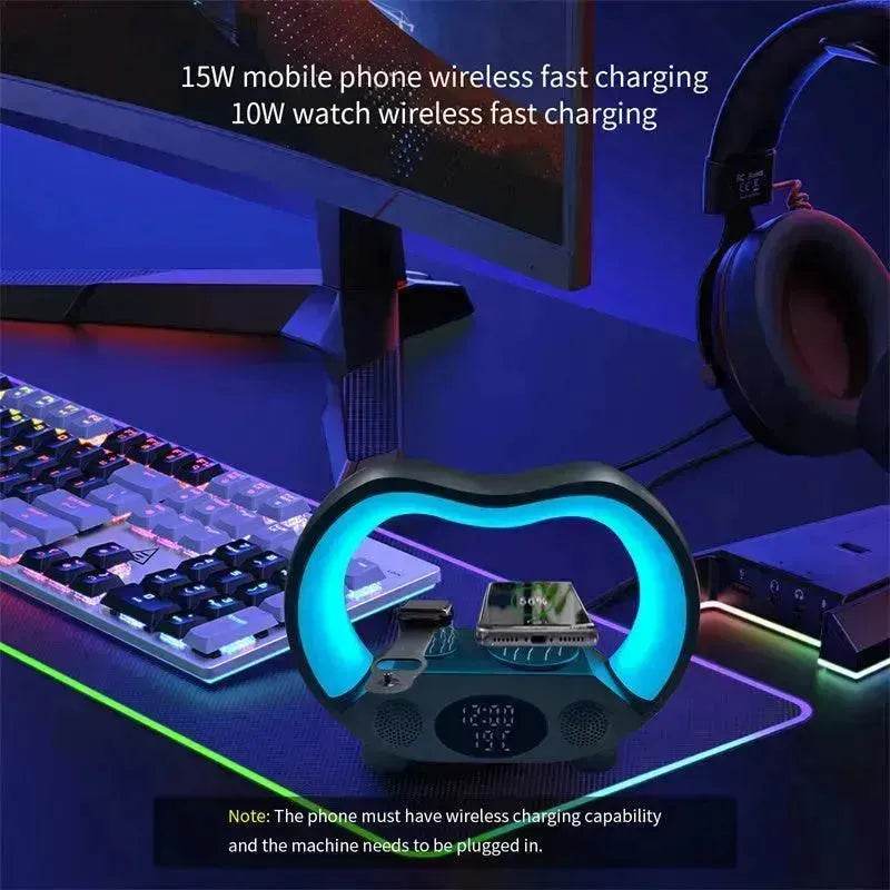 2025 New 6 In 1 Smart Remote Control Bluetooth Ambience Intelligent LED Table Lamp Multi-function Wireless Charger Night Light Bluetooth Speaker - EX-STOCK Canada