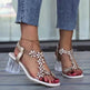 Fashion Flowers Sandals With Transparent High Square Heels Square Toe Shoes For Women - EX-STOCK Canada