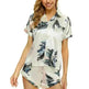 2024 Summer Satin Women Pajamas Print V-Neck Stretch Lingerie Sleepwear Casual Shorts Set Loungewear - EX-STOCK CANADA