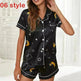 2024 Summer Satin Women Pajamas Print V-Neck Stretch Lingerie Sleepwear Casual Shorts Set Loungewear - EX-STOCK CANADA
