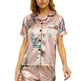 2024 Summer Satin Women Pajamas Print V-Neck Stretch Lingerie Sleepwear Casual Shorts Set Loungewear - EX-STOCK CANADA